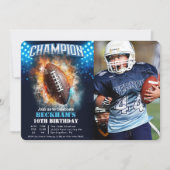 フットボールフォト誕生日招待状 招待状 (正面)