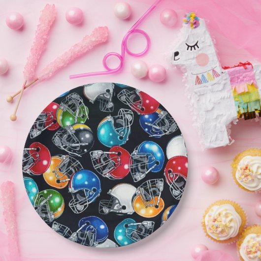 フットボールフレンチサッカーヘルメットパターンプレート ペーパープレート (パーティー)