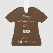 フットボールブラウン、オレンジ&ホワイトジャージーオーナメント オーナメント (裏面)