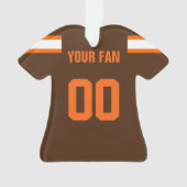 フットボールブラウン、オレンジ&ホワイトジャージーオーナメント オーナメント (正面)