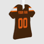 フットボールブラウン、オレンジ&ホワイトジャージーオーナメント オーナメント (正面)