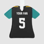 フットボールブラック、ティール(緑がかった色)&金ゴールドジャージーオーナメント オーナメント (正面)