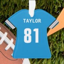 フットボールブルーシルバーブラック&ホワイトジャージーオーナメント