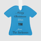 フットボールブルーシルバーブラック&ホワイトジャージーオーナメント オーナメント (裏面)