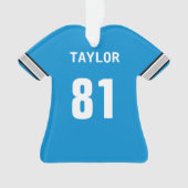 フットボールブルーシルバーブラック&ホワイトジャージーオーナメント オーナメント (正面)