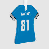 フットボールブルーシルバーブラック&ホワイトジャージーオーナメント オーナメント (正面)