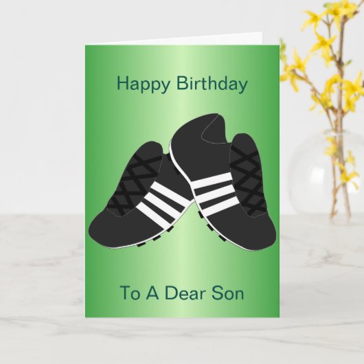 フットボールブーツソパーソナライズされたン誕生日 カード (黄色い花)