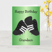 フットボールブーツパーソナライズされた孫誕生日 カード (黄色い花)