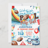 フットボールプールパーティー誕生日 招待状 (正面)