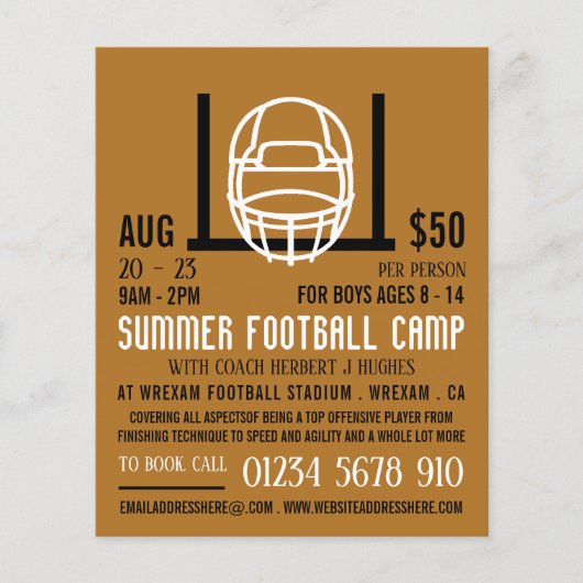 フットボールヘルメット&ゴール，フットボールキャンプ広告ズ チラシ (正面)