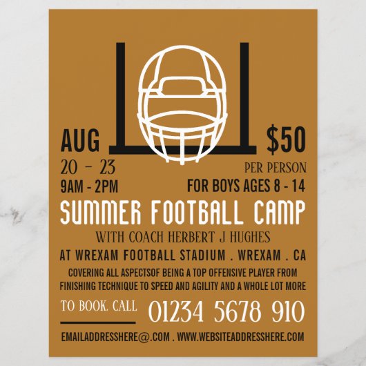 フットボールヘルメット&ゴール，フットボールキャンプ広告ズ チラシ (正面)
