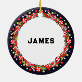 フットボールホリデーギフトセラミックオーナメント セラミックオーナメント (裏面)