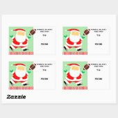 フットボールホリデーギフトラベル 長方形シール (シート)