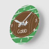 フットボールボーイズ子供部屋ルームパーソナライズされたカスタム ラウンド壁時計 (傾斜)