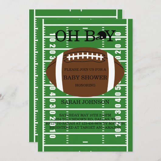 フットボールボーイズ赤ちゃんシャワー招待状 招待状 (正面/裏面)