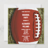 フットボールメモリアルパーティ ヴィンテージ グリーン グランジ 招待状 (裏面)