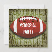 フットボールメモリアルパーティ ヴィンテージ グリーン グランジ 招待状 (正面)