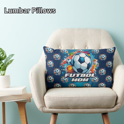 フットボールモマサッカーボールパターン ランバークッション