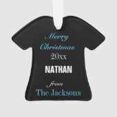 フットボールライトブルー&ブラックジャージーオーナメント オーナメント (裏面)