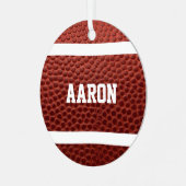 フットボールラバーパーソナライズされたオーナメント メタルオーナメント (正面左)