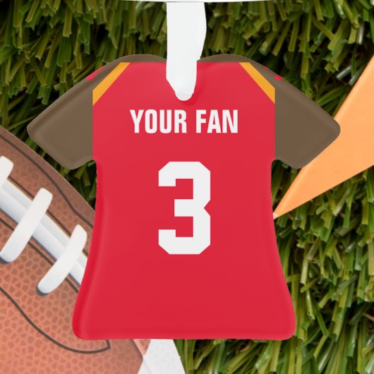 フットボールレッドピューター&オレンジジャージーオーナメント オーナメント