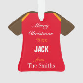 フットボールレッドピューター&オレンジジャージーオーナメント オーナメント (裏面)