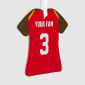 フットボールレッドピューター&オレンジジャージーオーナメント オーナメント (正面)