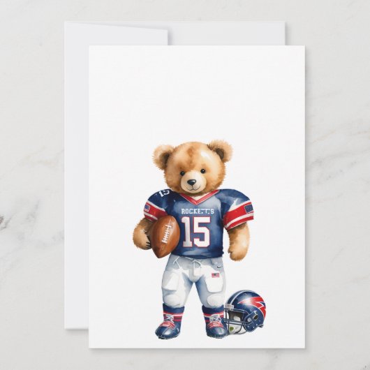 フットボール小さなクォーターバックテディ赤ちゃんシャワー 招待状 (裏面)