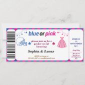 フットボール性別発表チケットスタイル 招待状 (正面)