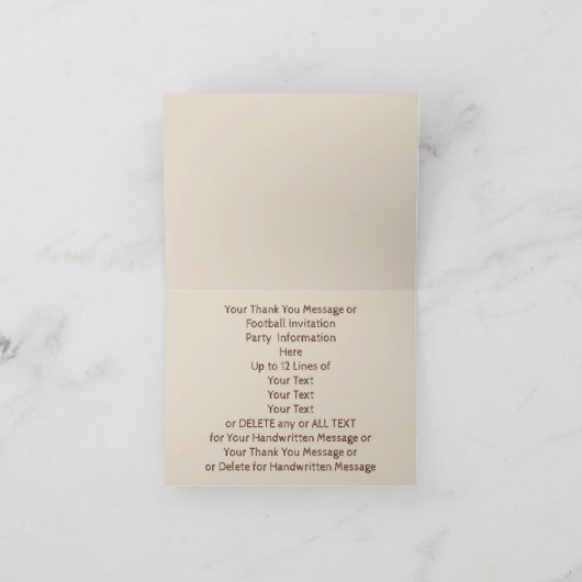 フットボール招待状またはフットボールサンキューカード サンキューカード (内部)