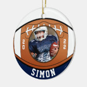 フットボール海軍ホワイトチームカラー セラミックオーナメント (左)