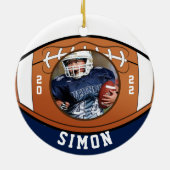 フットボール海軍ホワイトチームカラー セラミックオーナメント (裏面)