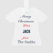 フットボール海軍レッド&ホワイトジャージーオーナメント オーナメント (裏面)