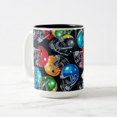 フットボール熱狂サッカーヘルメットパタンマグカップ ツートーンマグカップ (正面左)