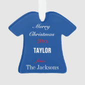 フットボール王室のブルーレッド&ホワイトジャージーオーナメント オーナメント (裏面)