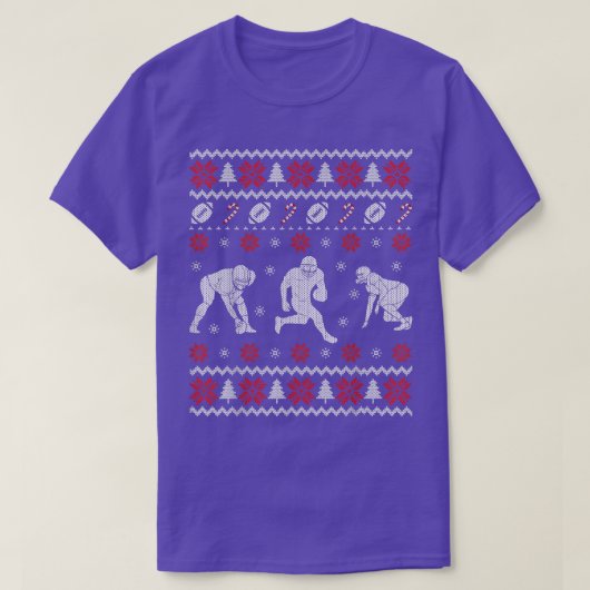 フットボール用の醜いクリスマスセーターのギフト Tシャツ (デザイン正面)
