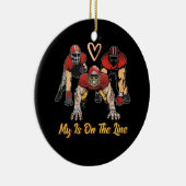 フットボール私のハートはラインの攻撃的なラインマン上にある セラミックオーナメント (右)