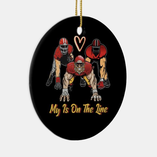 フットボール私のハートはラインの攻撃的なラインマン上にある セラミックオーナメント (右)