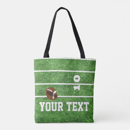 フットボール競技場および球のフットボール・チーム(あなたの文字) トートバッグ (裏面)