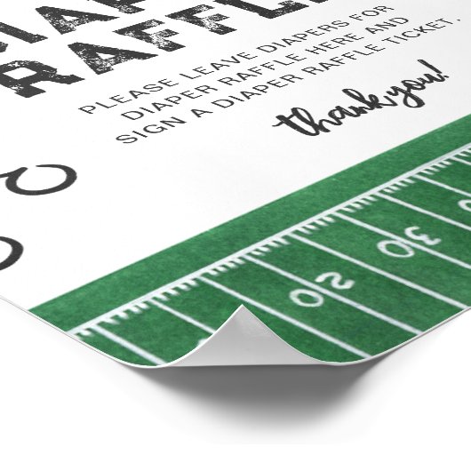 フットボール赤ちゃんシャワーおむつラッフルサイン ポスター (角)