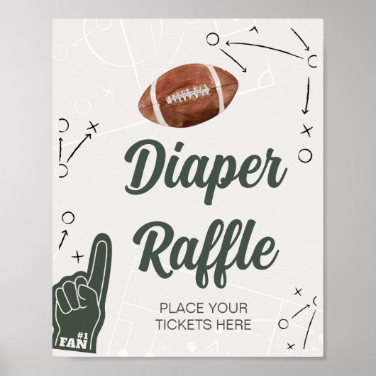 フットボール赤ちゃんシャワーおむつラッフル ポスター (正面)
