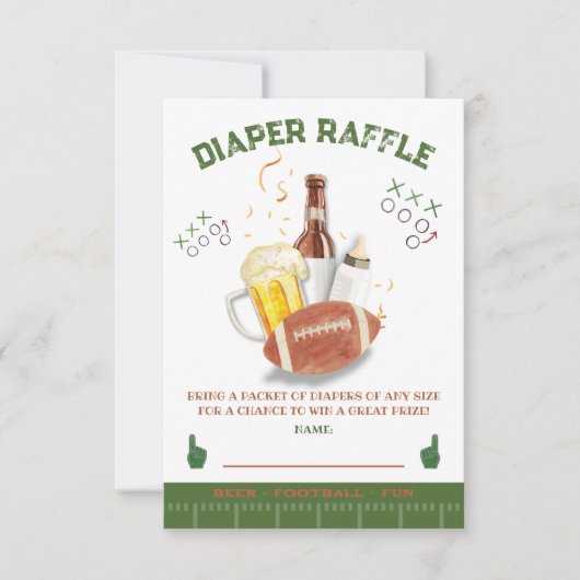 フットボール赤ちゃんシャワーおむつラッフル 招待状 (正面)