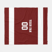 フットボール赤と白パーソナライズされた フリースブランケット (正面(横))