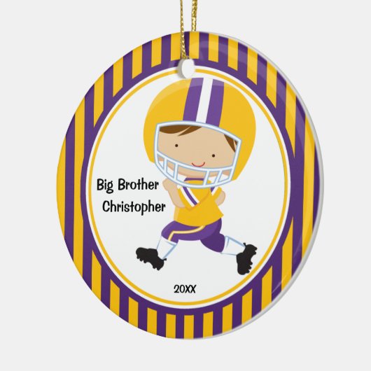 フットボール選手のお兄さんのクリスマスのオーナメント セラミックオーナメント (左)
