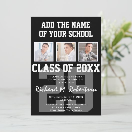 フットボール選手のチーム数アスリートの卒業 招待状 (スタンド正面)