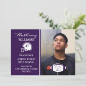 フットボール選手の写真 卒業のお知らせ 招待状 (スタンド正面)