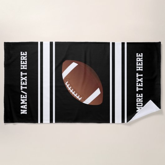 フットボール選手の名前のチーム名前のカスタム色 ビーチタオル (正面)