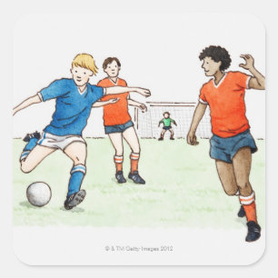 フットボール選手の遊ぶことのイラストレーション スクエアシール