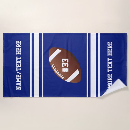 フットボール選手数チーム名前のカスタム色 ビーチタオル (正面)
