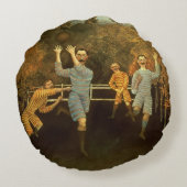 フットボール選手1908年(キャンバスの油) ラウンドクッション (裏面)